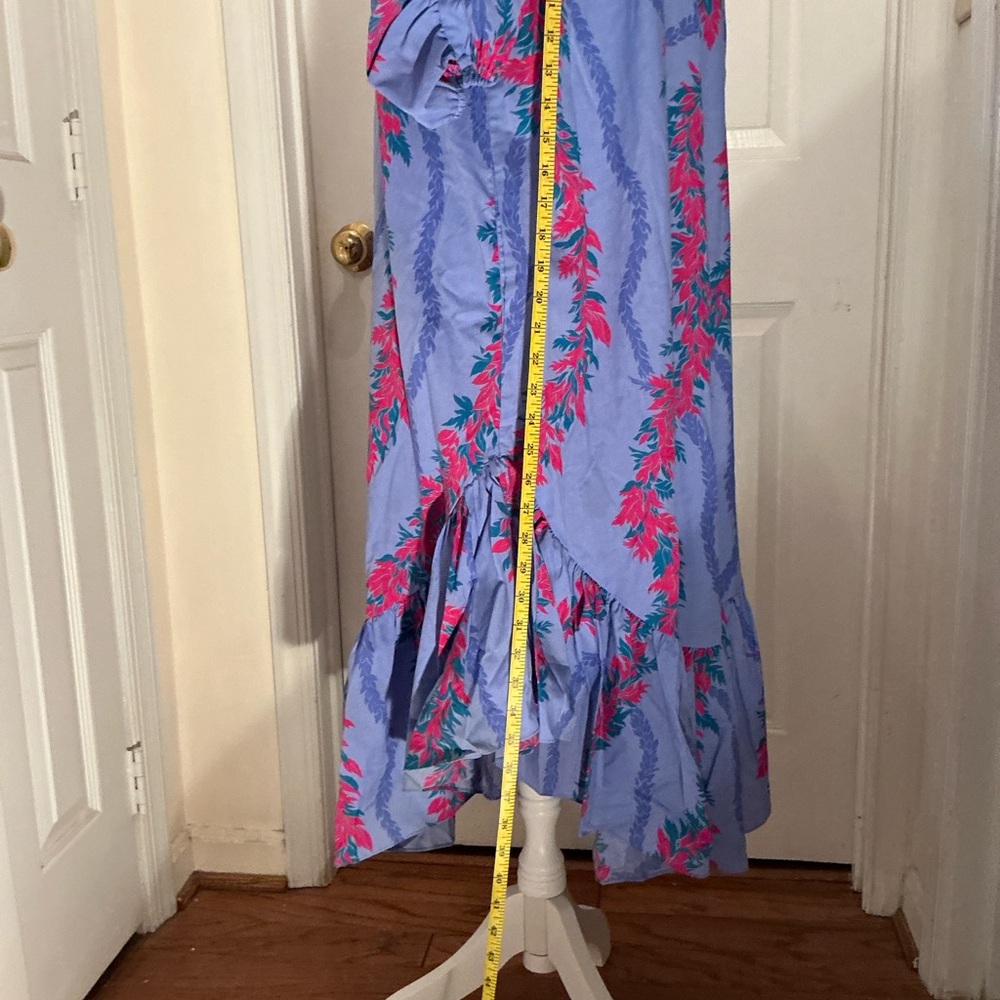 Hilo Hattie Light Blue Floral Rayon Muumuu with Pink & Green Accents - Picture 5 of 9
